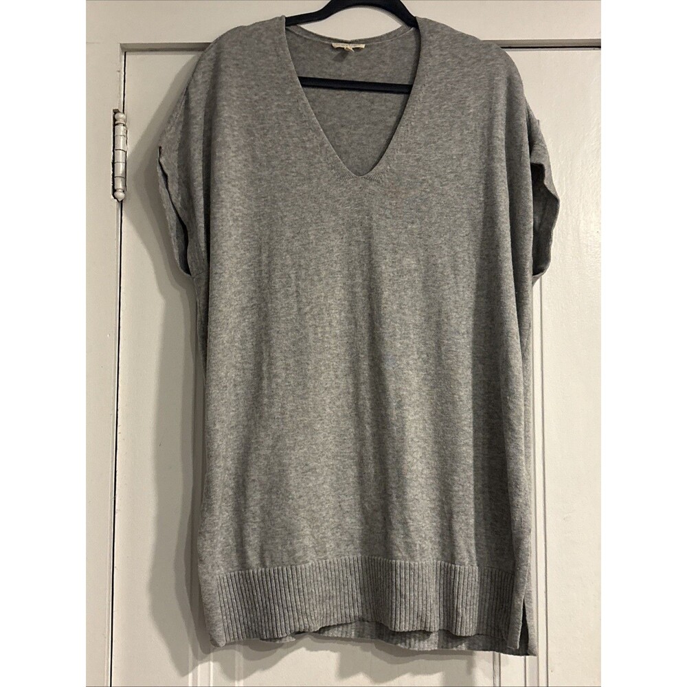 EILEEN FISHER V Neck Sweater Tunic/Dress Women’s Small Grey Cotton Cashmere EUC